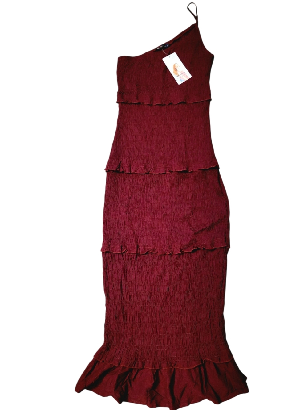 Pretty Garden Midi Bodycon Dresses One Shoulder Strappy Tiered Ruffle NWT size S - Picture 3 of 7